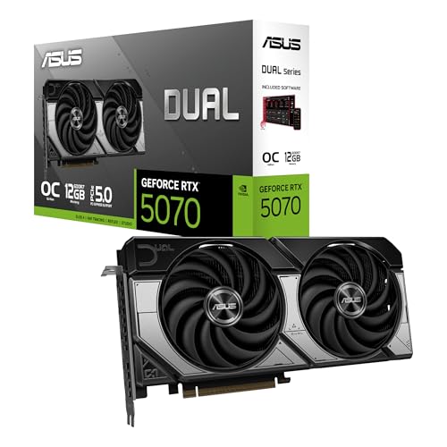 ASUS Dual GeForce RTX™ 5070 OC 12GB GDDR7 Gaming Graphics Card - PCIe 5.0, 2572MHz Boost Clock, DLSS 4, HDMI 2.1b, DisplayPort 2.1b, Axial-Tech Fan Design, 0dB Technology,
