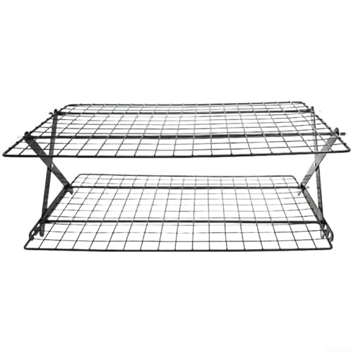 Foldable Cooling Rack for Baking - 2/3/4-Tier Stackable Roasting Rack, Iron Baking Shelves for Cookies and Cakes (Two-Layer)