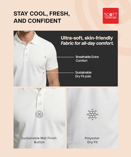 Image of Scott International T Shirt for Men | Polo T-Shirt for Man | Plain Casual Stylish | Half Sleeve | Mens Polyester Dry Fit Collar Polo Tshirts for Men, Quick Drying & Breathable Fabric, Gym Wear Tees