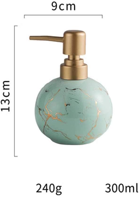 300ml Nordic Style Ceramic Hand Soap Dispenser, Decorative Liquid Soap & Lotion Dispenser Hand Soap Dispenser, for Kitchen or Bathroom Countertops Shape i (Light Green)