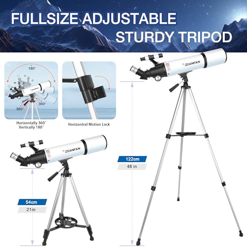 Dianfan DIANFAN-80600 Telescope,80Mm Aperture 600Mm Telescopes For Adults Astronomy,Fully Mult-Coated High Powered Refracting Telescope thumb #3