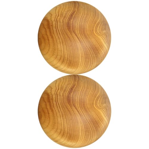 ULTECHNOVO 2 Piezas Pelota de Masaje de Manos de Madera Amarilla para Aliviar la Presión y Complementar el Masaje Bolas Rodantes Lisas para Relajación