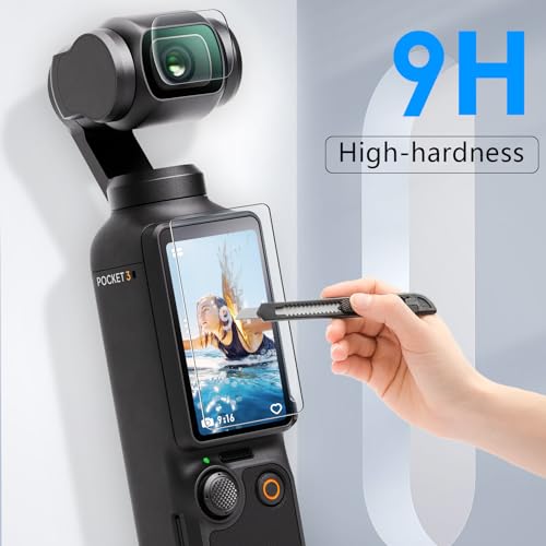 Image of FPVtosky 2 x Lens Protectors, 2 x Screen Protector for DJI Osmo Pocket 3, DJI Pocket 3 Creator Combo Accessories, Tempered Glass, Hardness 9H, Touch Sensitive, Complete Screen Protector