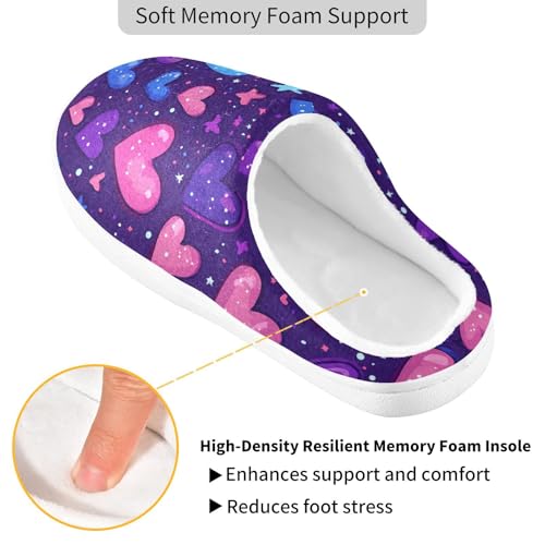 JUNZAN Purple Hearts Day Red Blue Stars Mens Cotton Slipper Lightweight Memory Foam Bedroom Shoes for Indoor Birthday Presents 6-72