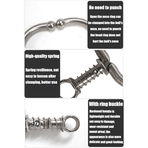 Cercle nasal de bétail à ressort de traction en acier robuste de 3.2in