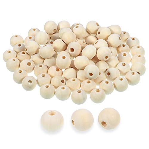 Angelikashalala 200 cuentas de madera de 12 mm, redondas, cuentas espaciadoras de madera natural para manualidades, suministros de arte, pulseras hechas a mano