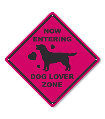 Panneau aluminium Dog Lover Zone rose 25,4 cm pour signaler un foyer avec chien