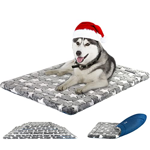 KROSER Hundematte 42 Zoll Stilvolles Haustiermatte Wende Bettbettmatte (Warm und Kühl) Weiches Hundebett Schaumstoff mit hoher Dichte Waschbar Haustierbett für Große Hunde bis zu 90 Pfund MEHRWEG