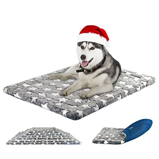 KROSER Hundematte 42 Zoll Stilvolles Haustiermatte Wende Bettbettmatte (Warm und Kühl) Weiches Hundebett Schaumstoff mit hoher Dichte Waschbar Haustierbett für Große Hunde bis zu 90 Pfund MEHRWEG