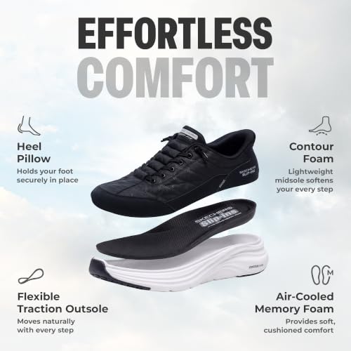 Skechers Herren Contour Foam Cozy Fit Hands Free Slip In Sneaker, Schwarz/Weiß, 47.5 EU Weit – Ansicht 4