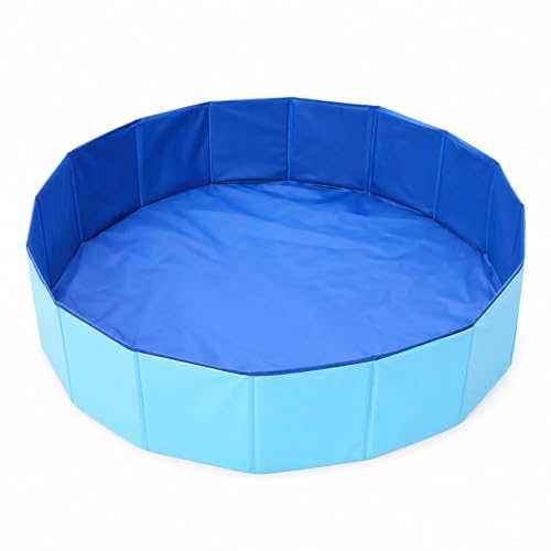 Foldable Dog Pool Pet Bathing Tub Non-Slip PVC Paddling Outdoor Blue