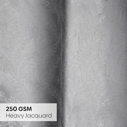 Image of haus & kinder Printed Jacquard Window Curtains 5 Feet Long Pack of 2 Window Curtains, 5 Feet Curtains for Window (Slate Willow, Sand Floral 130x152 CM)