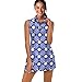 Xpyeesfuen Golf Plaid Print USA Dresses with Shorts Tummy Control Zip Up Athletic Dress Golf Outfits Comfortable Material 2 in 1 Set Suitable for All Body Types XS-2XL(Blue)