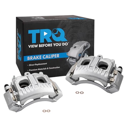 Image of TRQ Front Brake Caliper Set Zinc Coated Brackets Hardware Compatible with 1997-2002 Ford Expedition 1999-2004 F-150 1997-1999 F-250 1998-2002 Lincoln Navigator