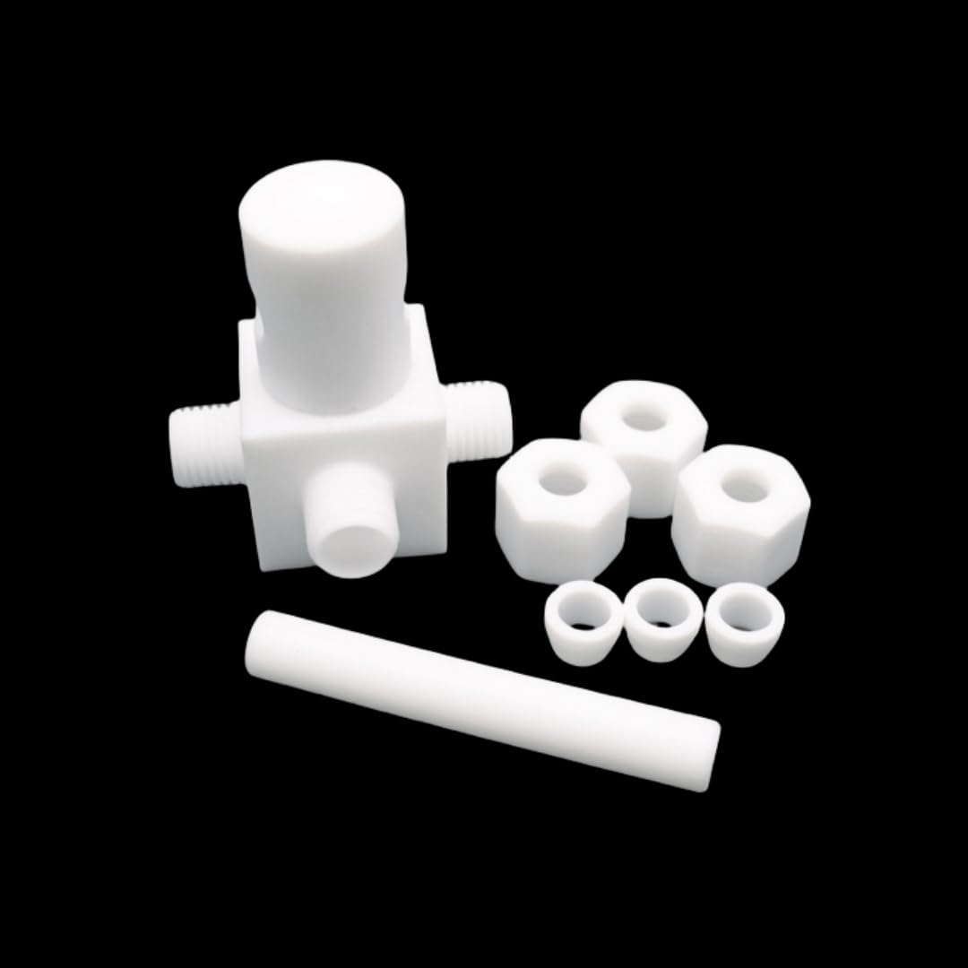 Válvula de bola de 3 vías de PTFE: T duradera de conversión horizontal de PEFT for control de fluidos(3-3-3mm)