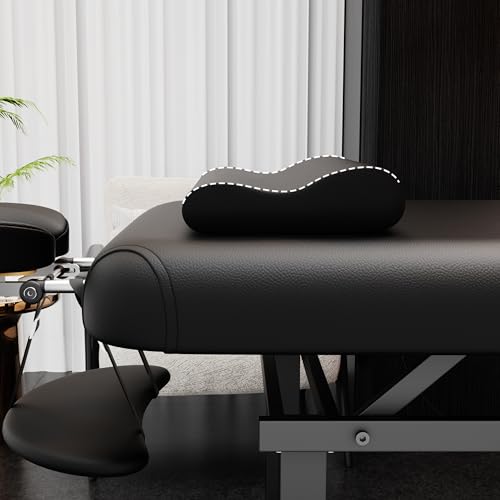 Image of pouseayar Heavy Duty Electric Stationary Massage Table with Backrest Adjustable and Storage Space for Treatment /Medical Spa /Facial /Beauty /Massage Bed and More - 30 Wide x 75 Long - Black
