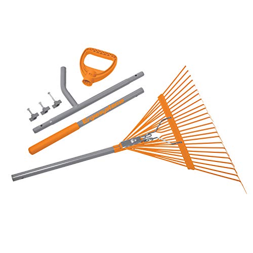 ERGIE SYSTEMS ERG-LFRK24 ErgieShovel Strain Reducing 54-Inch Shaft, 24 Steel Teeth Leaf Rake, Gray/Orange