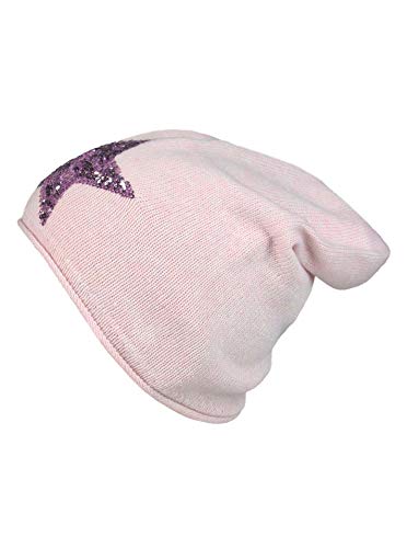 slouchbeanie Cappello da donna Zwillingsherz & # 10084; Cashmere e lana cappello invernale a maglia con lustrini StarPrint & # 10032; Baby Pink Taglia unica