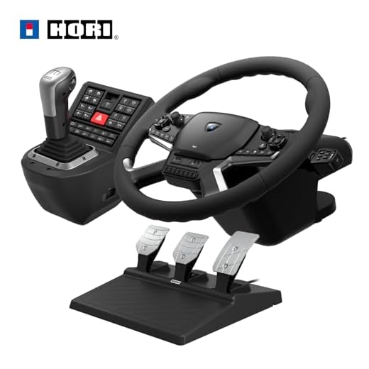 Hori Truck Control System for Windows 11/10 with Force Feedback Steering Wheel, Shifter Control Panel, & Pedals