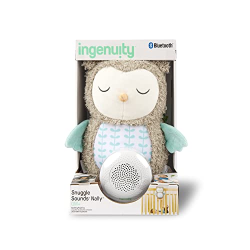 Image of Ingenuity Snuggle Sounds Musical Bluetooth Soothing Plush Toy Nally The Owl, Newborn to 36 Months, Unisex