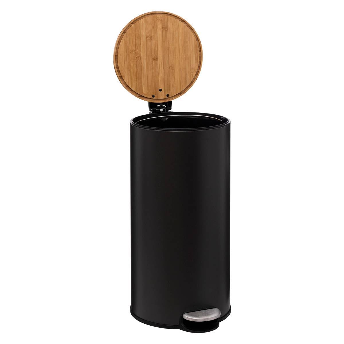 5five - poubelle couvercle bambou 30l "modern color" noir