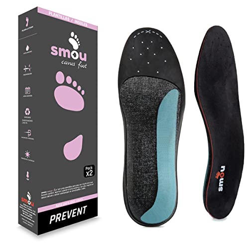 Plantillas Pie Cavo SMOU Cavus Foot – Ortopédicas para Arco Alto y Pie Supinador – Corrección Postural y Alivio Dolor de Espalda – Amortiguación Gel Memory Foam – Hombre y Mujer Uso Diario