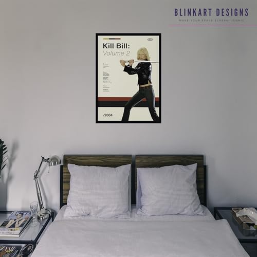 Image of BLINKART Kill Bill Volume 2 Vintage Movie Poster Frame 8x12 Inch | Premium 300 GSM Paper Wall Print | Mid Century Vintage Film Artwork for Home, Bedroom, Living Room, Office | Framed Photo Decor