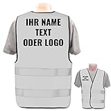 PixiPrints.com: Warnweste selbst gestalten mit eigenem Aufdruck - Grau, XL / XXL, Unisex, Erwachsene, Sicherheitspersonal, Outdoor-Enthusiasten