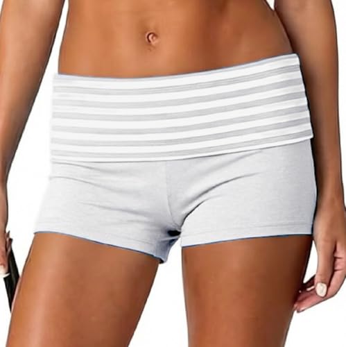 Image of Women Low Waist Lounge Shorts Fold Over Skinny Pajamas Shorts Summer Casual Pj Bottom Sleep Shorts