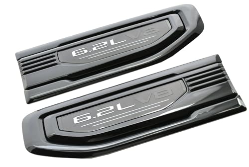 Image of Pair New 6.2L V8 Vent Emblems Kit 3D Driver Passenger Side Badge Compatible with 2019-2026 GMC Sierra GM 85160715 86532094 (6.2L V8-Black Grey)