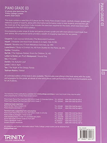Trinity College London Piano Exam Pieces Plus Exercises 2021-2023: Grade 3: 12 pieces plus exercises for Trinity College London exams 2021-2023