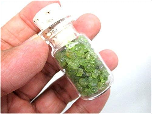 Miniatura 4 de Jet Beautiful Peridoto Chips Mini Botella de Cristal Piedra Preciosa Reiki Chakra Equilibrio Jet Internacional Curación Terapia de Cristal Holístico