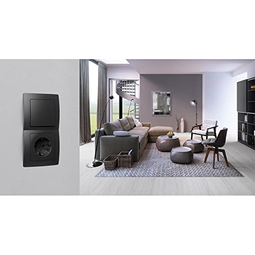 Kopp Paris 944750081 2-Way Socket without Protective Contact with Increased Touch Protection Matte Black - Image 2
