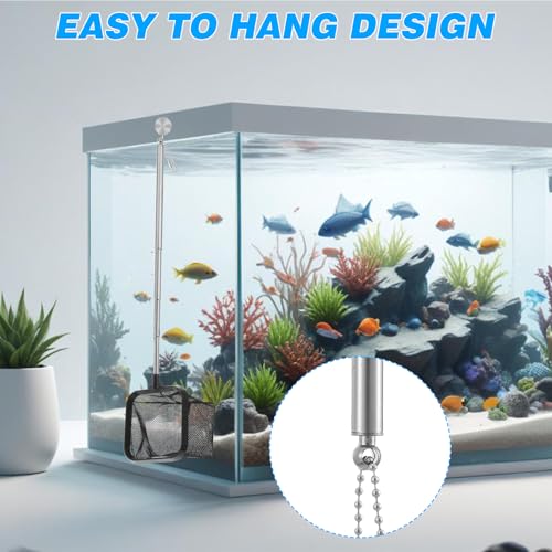 Image of Fish Net for Fish Tank, 2 Pcs 3 Inch Aquarium Fish Net Fine Mesh Small Fish Net Square Round Nano Nylon Net with Extendable Stainless Steel Handle for Small Fish Tank Aquarium Accessories