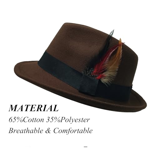 Image of Unisex Trilby Hats Classic Fedora Hats for Women Men Dress Hats Felt Short Brim Fedoras Hat Panama Hat with Band