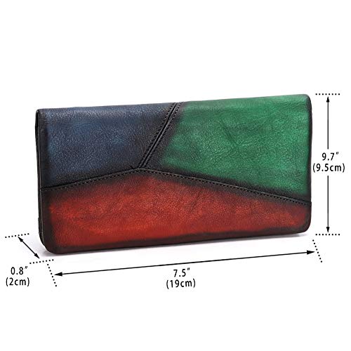 Slim Bifold Leather Wallets for Women Vintage Handmade Thin Purse Clutch (Multicolor3)4