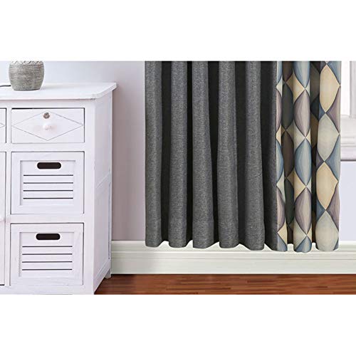 Printed Thermal Insulated Blackout Curtains Geometric Pattern Linen Curtain Pencil Pleat 2 Panels for Livingroom Bedroom,W120xL140cm - Image 2