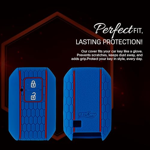Image of Keycare Silicone Key Cover Compatible for Glanza, Urban Cruiser Taisor, Rumion, Urban Cruiser Hyryder 2 Button Smart Key (Blue)