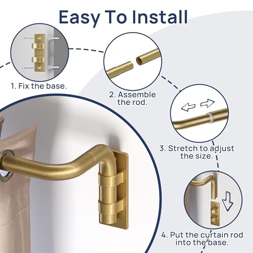Image of ENJOYBASICS 66-120 inch Wrap Around Curtain Rod, Quick Curtain Change, Gold