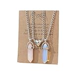 Magnetic Couple Matching Split Heart Necklace Crystal Mutual Attraction Pendant Best Friends Friendship Jewelry Gift-Pink&Blue