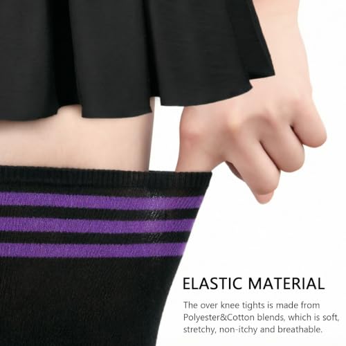 Image of DRESHOW Extra Long Thigh High Socks Long Boot Stockings Striped Over Knee Socks for Women Leg Warmers