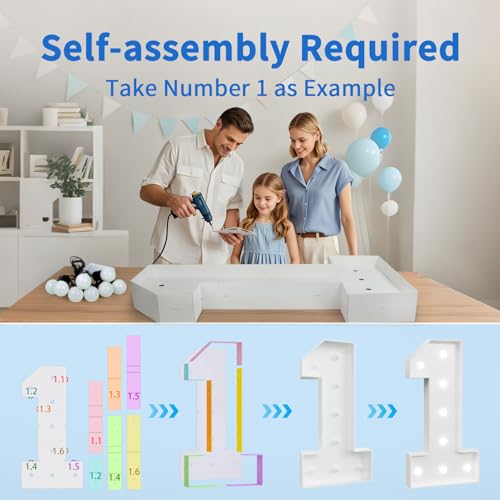 Image of imprsv Marquee Numbers Large 17th-Birthday Decorations: 4ft Light Up Number | Party Decor 71 Year Old Girl and Boy Birthday Decor Backdrop Anniversary Big Sign Balloon Number 17, 41 Pcs Accessory Set