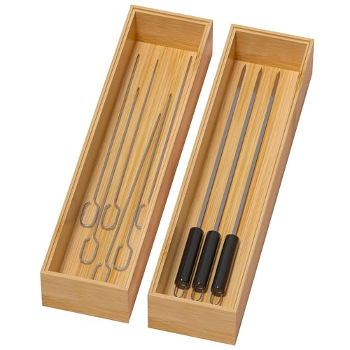 Bamboo Drawer Organizer Cutlery Tray (2 Pcs)