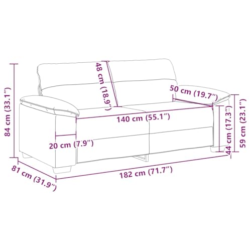 vidaXL 2-Sitzer-Sofa Schwarz 140 cm Kunstleder, 2-Sitzer-Couch, Zweisitzer-Sofa