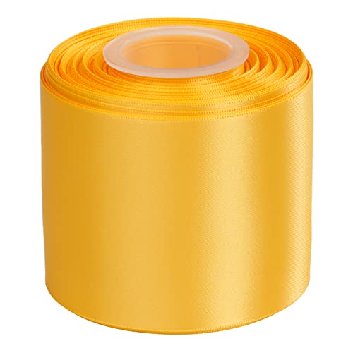 Ribbonitlux 75mm Wide Double Face Satin Ribbon 22 Meters (660-Yellow Gold, Set for Bow Party Decor, Sewing Applications