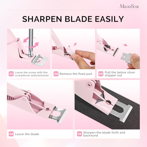 Image of MelodySusie Acrylic Nail Clippers with 15pcs Magnet Sizers, Professional Nail Cutters for Long Acrylic Gel Nails Tips, Adjustable Stainless Nail Trimmer, Manicure Tool for Salon Home, Pale Pink