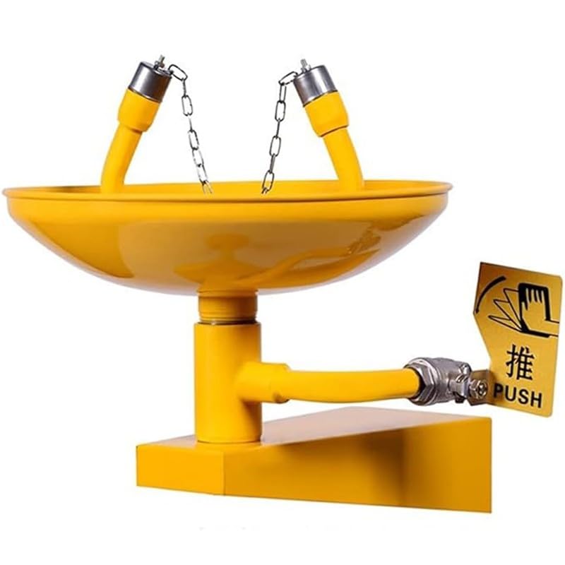 Gfdbhjer Eye Wash Station, Wall Mounted Eyewash Station, Emergency Eye Wash Unit with Luminous Push Plate, Dust Cover