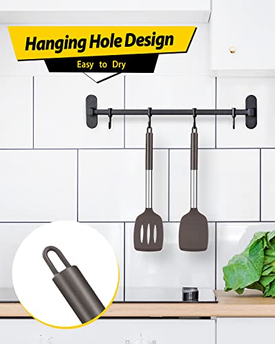 Image of Pack of 2 Silicone Solid Turner,Non Stick Slotted Kitchen Spatulas,High Heat Resistant BPA Free Cooking Utensils,Ideal Cookware for Fish,Eggs,Pancakes