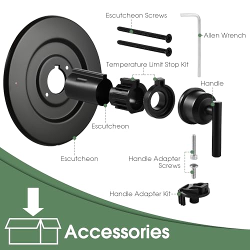 Manija de válvula de ducha para el kit de recambio Moen T2901BL Gibson, color negro mate miniatura 7