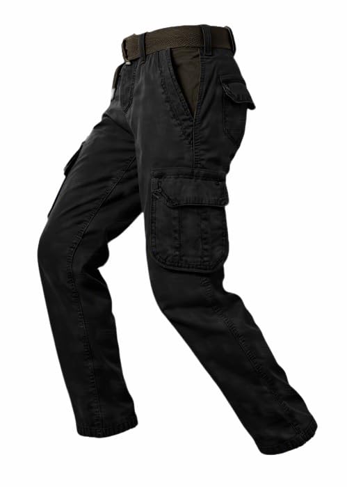 Cargo Trousers Men Fashion Casual Work Trousers Multi-Pockets Cotton Classic Slim Fit Cargo Pants